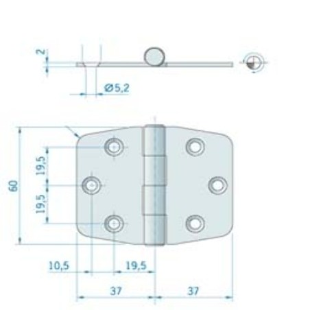 CERNIERA INOX mm.57x37 CAPOV