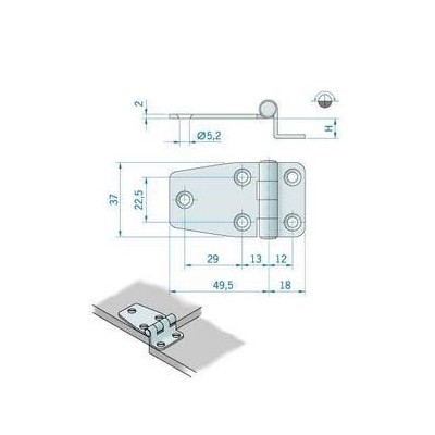 Acquista online CERNIERA INOX mm.64x37x11 ATTREZZATURE DI COPERTA 27.042917 3,00 €