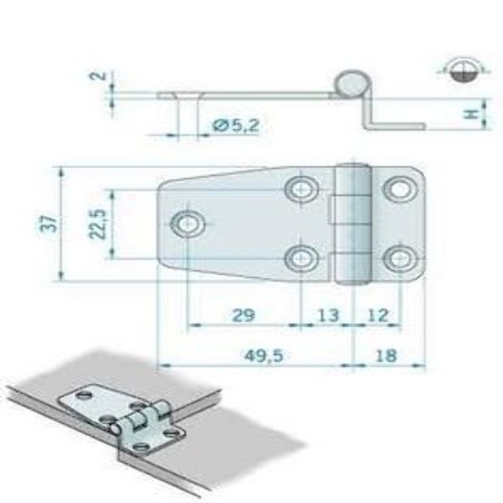 CERNIERA INOX mm.60x74