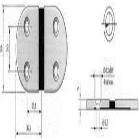 CERNIERA INOX mm. 74x38 C/GOM